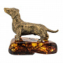 Статуэтка с янтарем "Собака такса", фотография 1. Интернет-магазин ЛАВКА ПОДАРКОВ