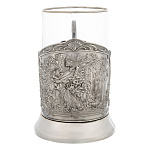 0063277-ник Подстаканник никелированный "МИШКИ В ЛЕСУ"ПРЕЗЕНТ