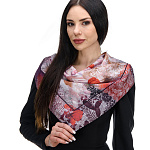 0074372 Крепдешин 89*89см ПЛАТОК ППС Проект "ПАЛИТРА" (шелк 100%) беж-кор-крас-бр10079-6