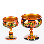 9185-18-19-15см  Хохлома Конфетница на ножке 18-19*15см 