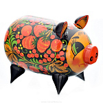 0029292  Хохлома КОПИЛКА "СВИНКА"  ок.12*17см