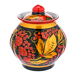0069094 Хохлома Сахарница  "КЛУБНИКА"фарфоровая 