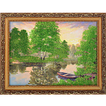 0050877/8883 Нат.камень КАРТИНА "Восход солнца" багет№4 30*40см К118