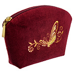 -2090000013207 Косметичка тк.бархат Мод 294 Рис 2019 А разм 11*17*3 /тк.бархат бордовый /4.23