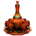 архив0017817/малый  Хохлома Набор "Коньячный" 7пр.:6 рюмок на подносе