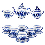 15205 Гжель Сервиз Чайный "Тюльпан" в КОБ. на 6 п 15 предм. Авт. Алехин С.С.