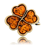 0045152/1615.4 Брошь Клевер (коньячный)