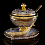 0070925 Златоуст ИКОРНИЦА "СТЕРЛЯДКА" агат, позолота  в уп.