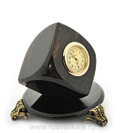 0013951 Нат камень ЧАСЫ НАСТОЛЬНЫЕ Куб Обсидиан  