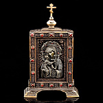  /6,2*3,8см Юв. Миниатюра КИОТ"Икона"Федоровская Божья Матерь" Бронза Фианиты 