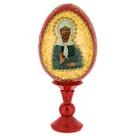 0056980/11см ЯЙЦО ПАСХАЛЬНОЕ С ЛИКОМ 'БМ МАТРОНА"на подставке 17см  (дерево)