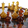 Шахматы с полем из камня и янтарными фигурами 43х43 см, фотография 4. Интернет-магазин ЛАВКА ПОДАРКОВ