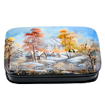 Шкатулка с художественной росписью "Зима в деревне"