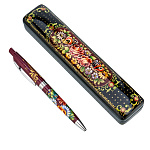 100225 -2/15,5*3,5*2см-Жостово  Художественная роспись РУЧКА шариковая в ШКАТУЛКЕ