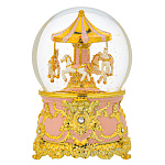 Стеклянный шар со снегом "Розовая карусель"