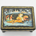 0021238 Лаковая миниатюра Шкатулка "Тройка" (АР Критов) 10*7см (14р067)