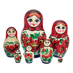 00151553/7м-15см/53-5 МАТРЕШКА СЕМЕНОВСКАЯ "Россиянка" красный платок 15см