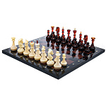 0063680 Натуральный камень  Шахматы.Доска 38*38см креноид +фигуры янтарные