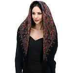 0074362/1155-18/ 89*89см ПлатокППс ШАФРАН  чер.шерсть100%, бахрома-шелк