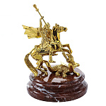 0069617 Нат камень Скульптура "Георгий Победоносец" Яшма ,бронза 1350922