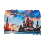 0080600 МАГНИТ "Панорама Московского Кремля. Храм Василия Блаженного" 7,5*5см