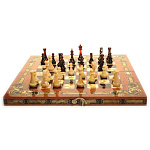 3621 Шахматная доска с фигурами "Арабески-Марин" 56*56см Янтарь Мореный дуб