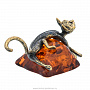 Статуэтка с янтарем "Кот на подушке", фотография 4. Интернет-магазин ЛАВКА ПОДАРКОВ