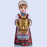 0023207 Скульптура из дерева "Девушка с самоваром"   23*10см