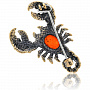 Брошь с янтарем "Скорпион", фотография 1. Интернет-магазин ЛАВКА ПОДАРКОВ