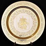 0020309-268 Златоуст БЛЮДО с Гербом МОСКВЫ позолота, на подставке,  в П/У