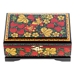 6691/14*9 Хохлома Шкатулка ПТИЦА клубника Р3