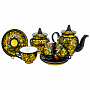 Чайный сервиз на 6 персон "Кудрина". Хохлома, фотография 1. Интернет-магазин ЛАВКА ПОДАРКОВ