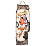 202894/17*45 см Береста КАРТИНА "Снегири", на досках , Авт.работа