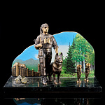 11814/б/часов Бронза Письменный набор "Застава"(без часов) Змеевик (3.14)