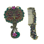 0063910 Сувенир Набор ЗЕРКАЛО ручка-подставка С РАСЧЕСКОЙ "БАБОЧКА" 12.5*7