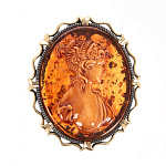 0059712/2290.4 Брошь  Камея (коньячный)