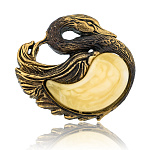 0045216/1058.4 Брошь Лебедь (белый)