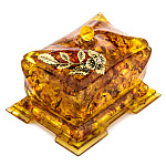 0068529/НП Изделия из янтаря ШКАТУЛКА прямоугольная "Ветка адониса" 12*9*8см