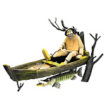 0049032 Резьба по дереву Композиция "ЗНАТНАЯ РЫБАЛКА" рыбак в лодке 