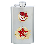 200103 Сувенир ФЛЯГА С СИМВОЛИКОЙ Звезда Пролетарии всех стран..., металл 