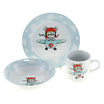  НАБОР детской посуды  3 предмета "ЛЕТЧИК" фарфор