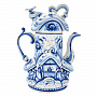 Чайник "Избушка". Гжель, фотография 2. Интернет-магазин ЛАВКА ПОДАРКОВ