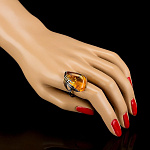 820938/4,60г  Серебро 925* КОЛЬЦО вст.Янтарь р/п