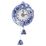 09011 Гжель Часы настенные "Колокольчик" 16*10см Авт.Черновы Л.и В.