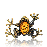 0051104/394.4 Брошь Лягушка-жаба на лапке (коньячный)