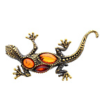 0045421/1960.4 Брошь Ящерка песчаная (коньячный)