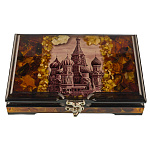 Шкатулка янтарная "Москва. Храм Василия Блаженного"
