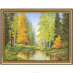 Картина с каменной крошкой "У лесного озера"