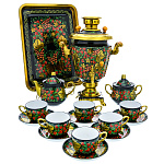 0072414 Нб- СЕРВИЗ с самоваром Хохлома "Клубника/смородина" 3л., 16 предметов