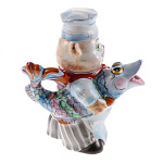 0068179/ЦВЕТ Гжель Чайник"Кот-повар" коллекционный (в цвете )